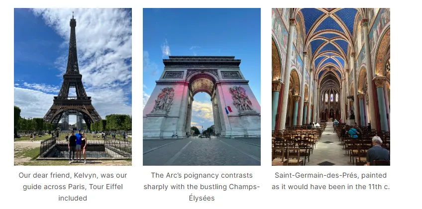 Seeing the Eiffel tour and Saint-Germain-des-pres